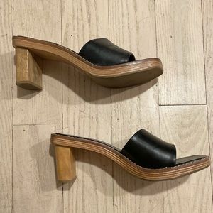 SOLD Black 90s square toe mules